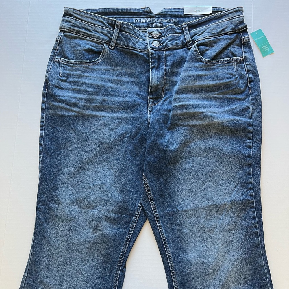 m jeans by maurices Flare High Rise Double Button Denim Jeans 18W - Picture 3 of 15